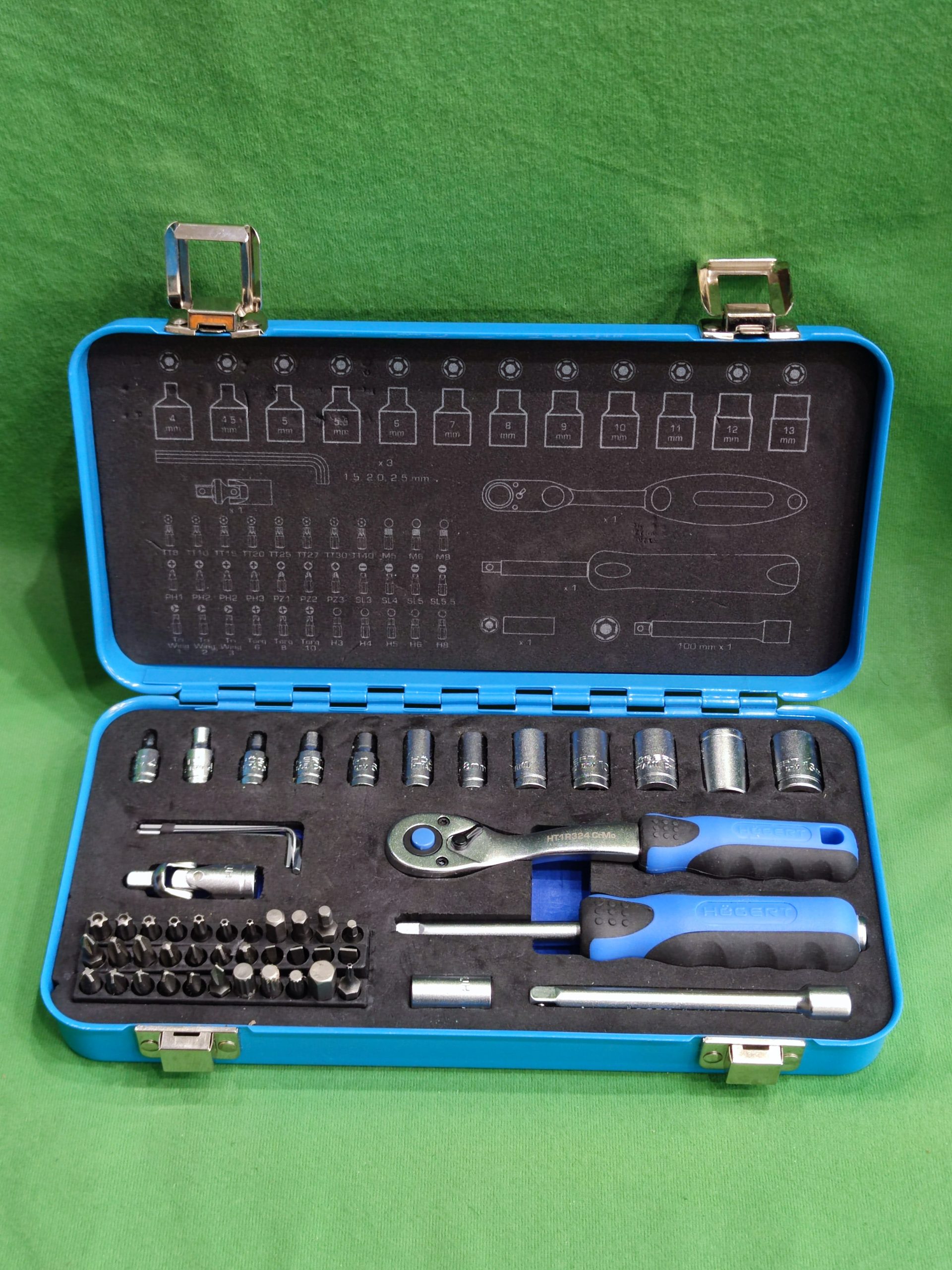 Högert HT1R485 1/4" 53 részes dugókulcs és bitkészlet – fém dobozban, kiemelt kép