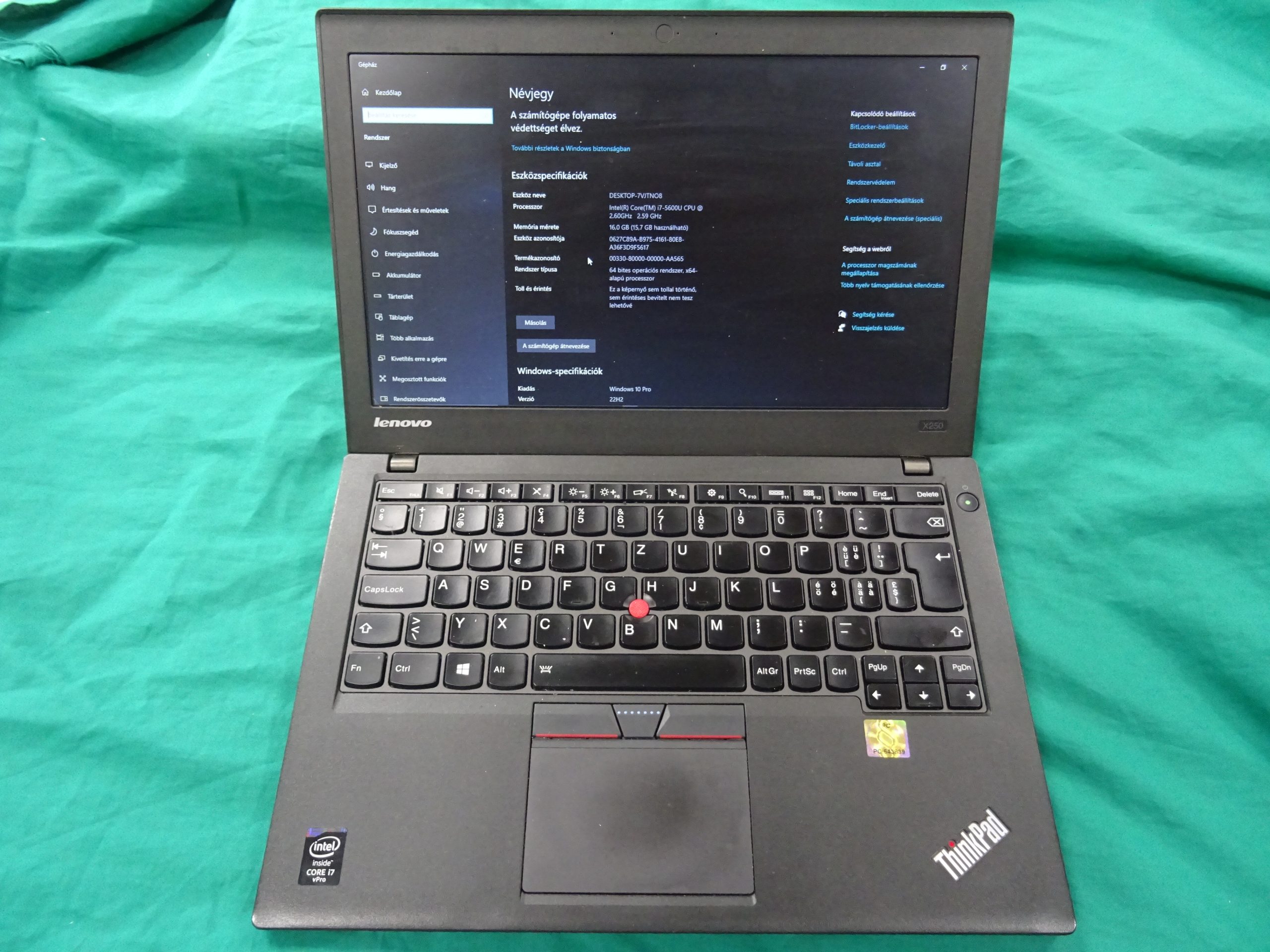 Lenovo Thinkpad i7.5.Gen Laptop, kiemelt kép