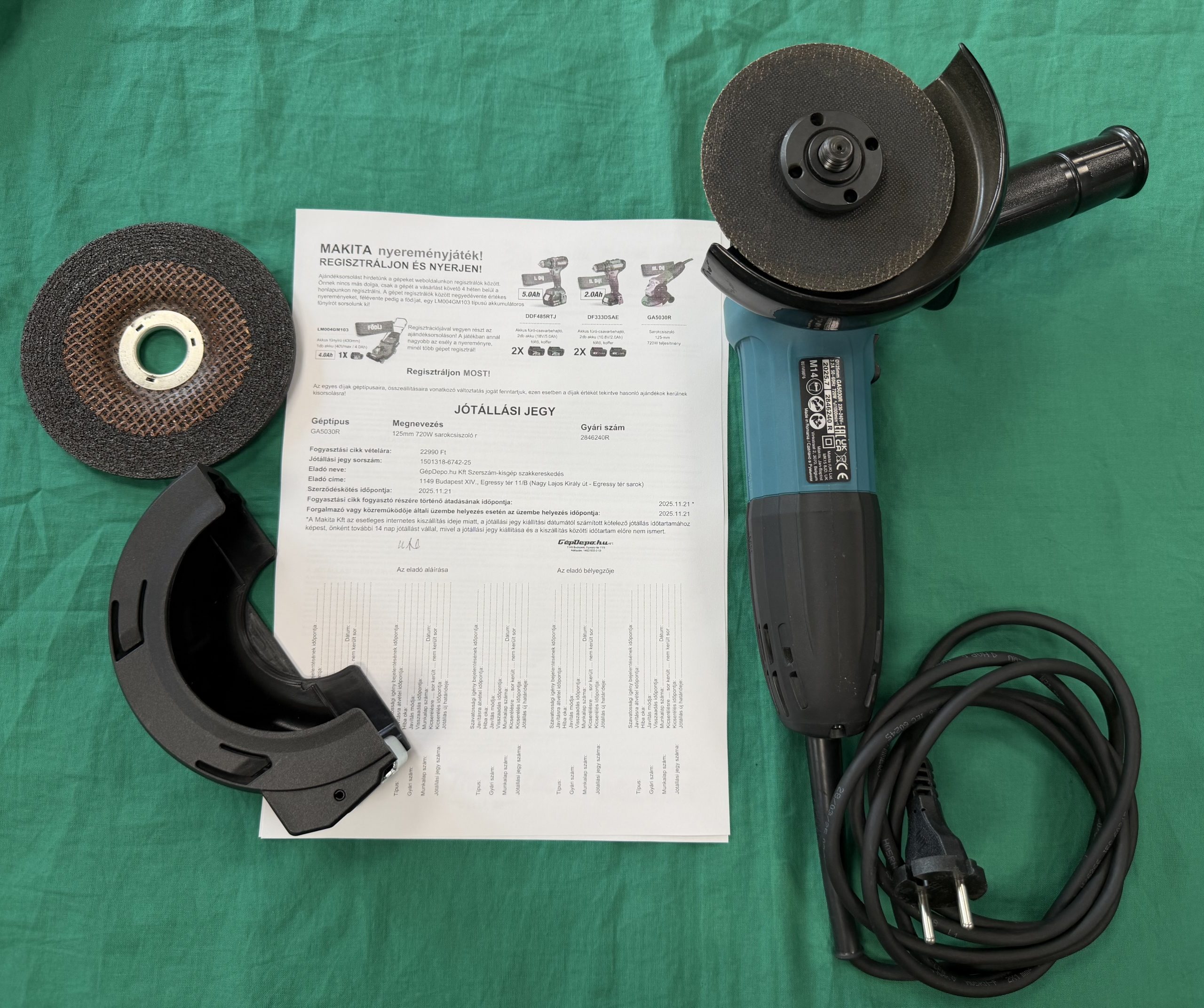 Makita GA5030r sarokcsiszoló gyári garanciával, kiemelt kép