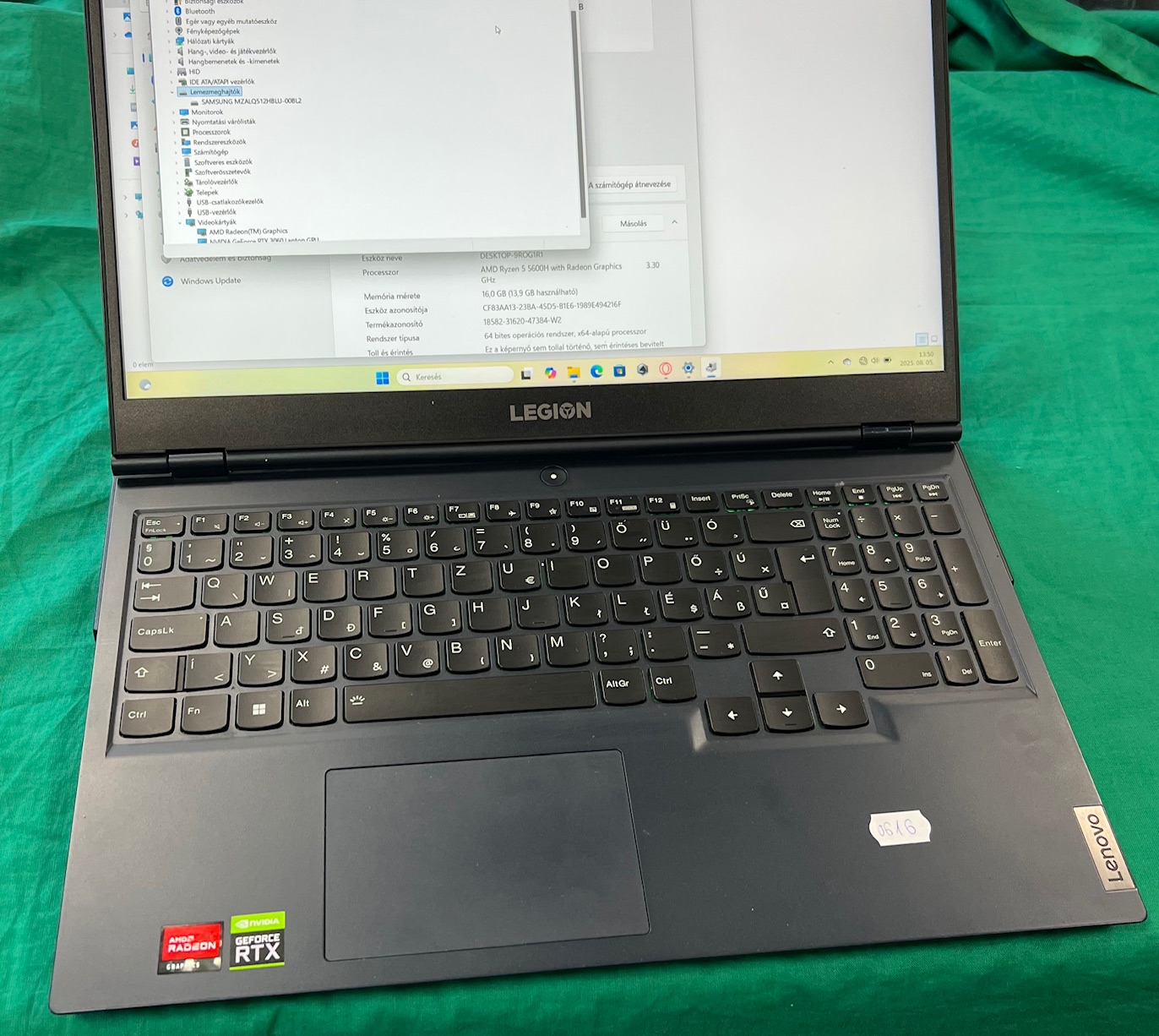 Lenovo Legion RTX3060 Gamer laptop, kiemelt kép