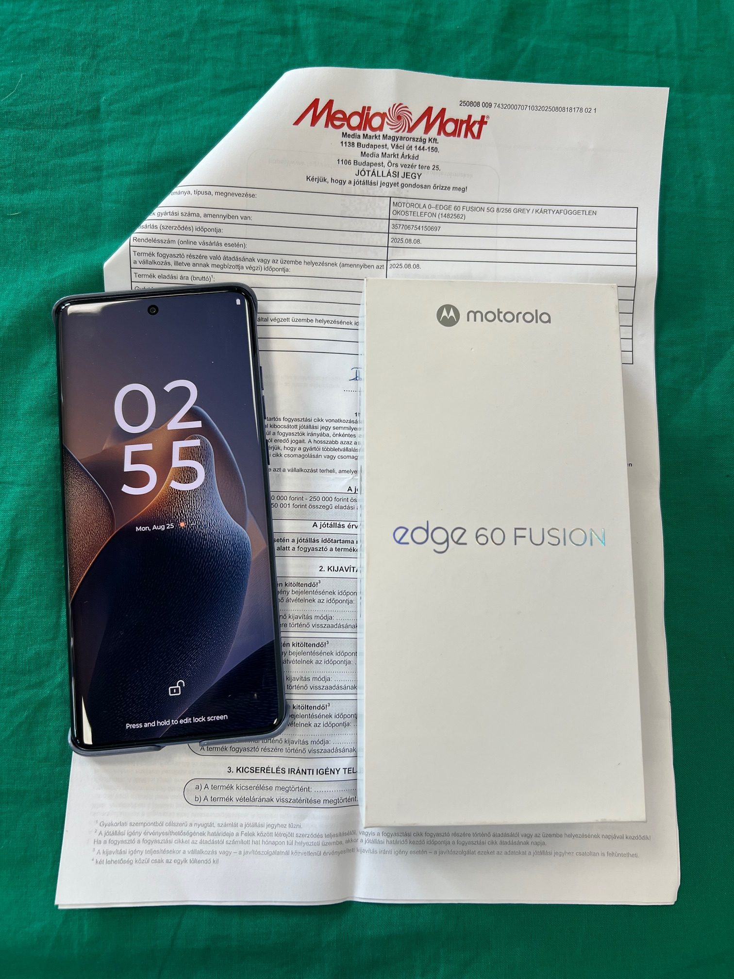 25.08.08-án vásárolt gyári garanciás független mobiltelefon Motorola Edge 60 Fusion 12/256 GB, kiemelt kép