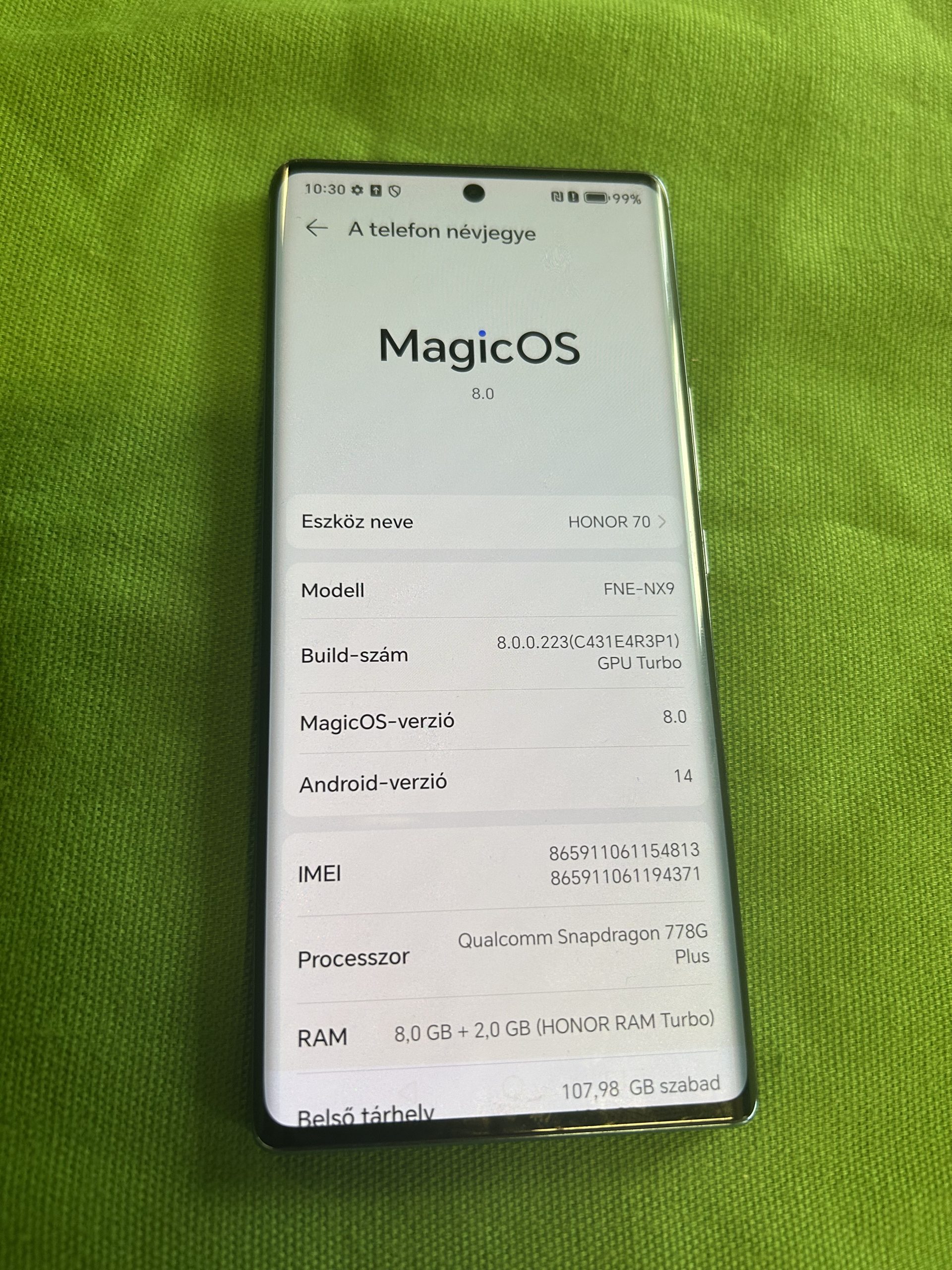 Honor 70 mobiltelefon 8/128 GB, kiemelt kép