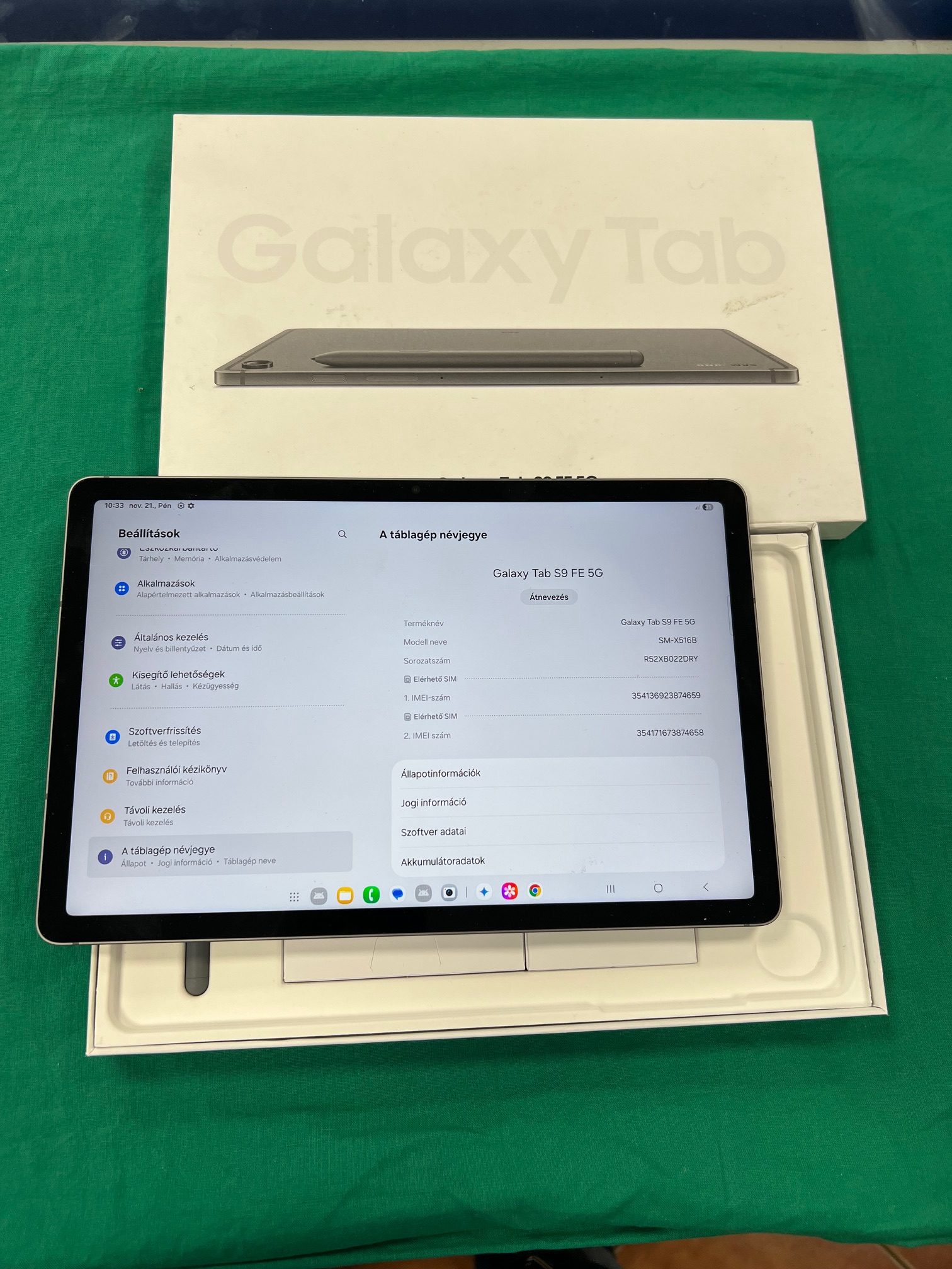 Samsung Tablet S9 FE, 128GB, 5G, SM-X516BLGA, kiemelt kép