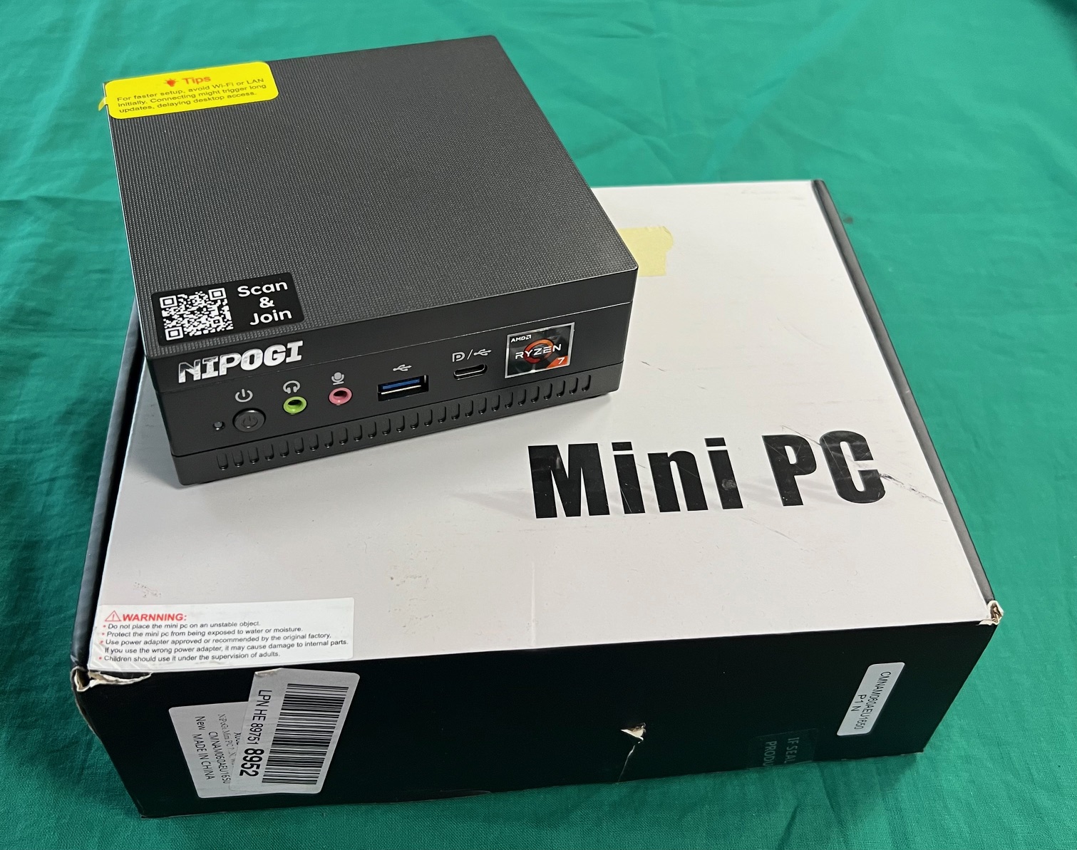 Új! NiPogi mini pc AMD Ryzen 7/16GB RAM/512GB, kiemelt kép