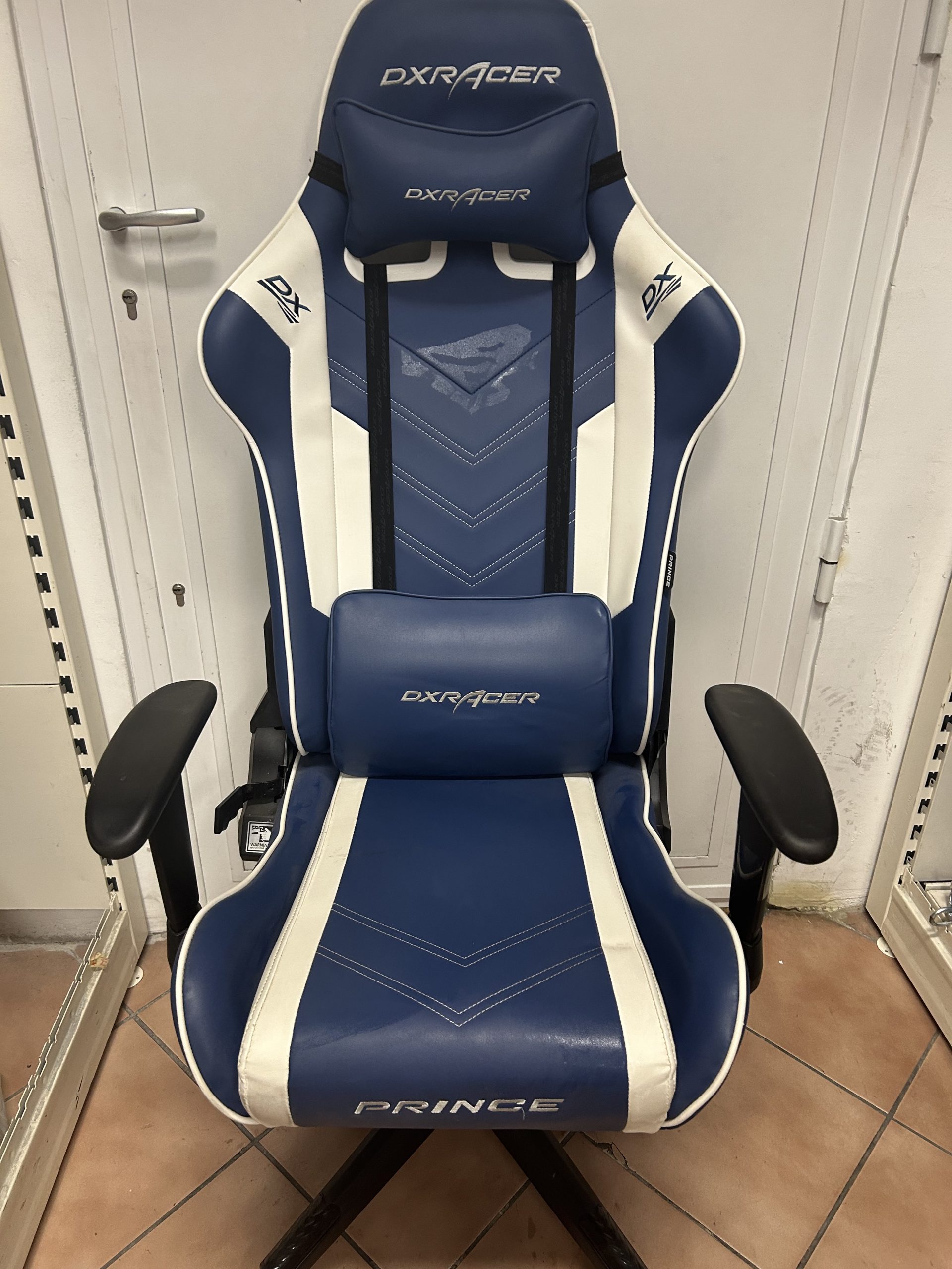 DXRACER Prince L gamer szék kék- fehér, kiemelt kép