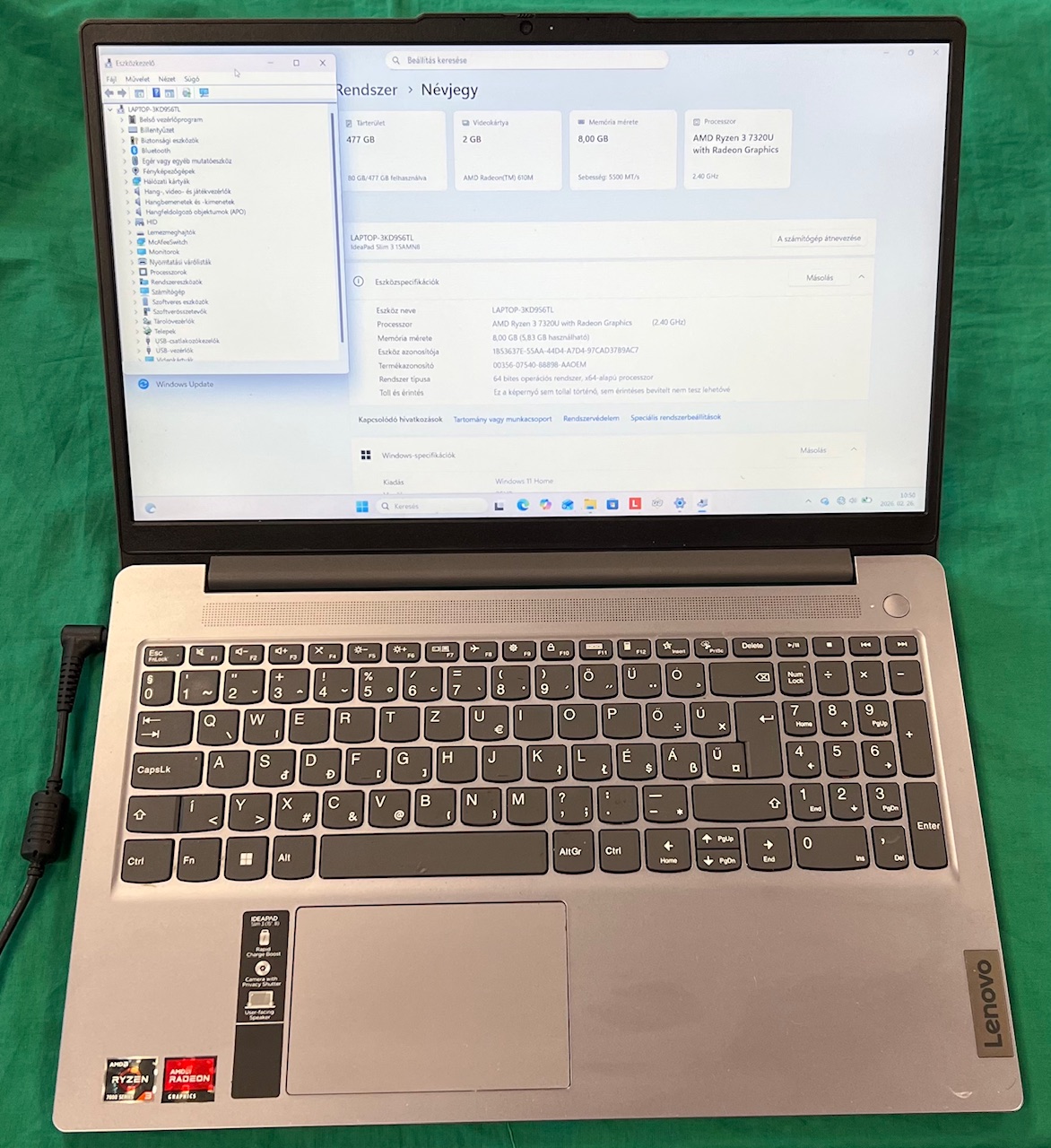 Lenovo Ideapad Slim 3 15AMNB Laptop, kiemelt kép