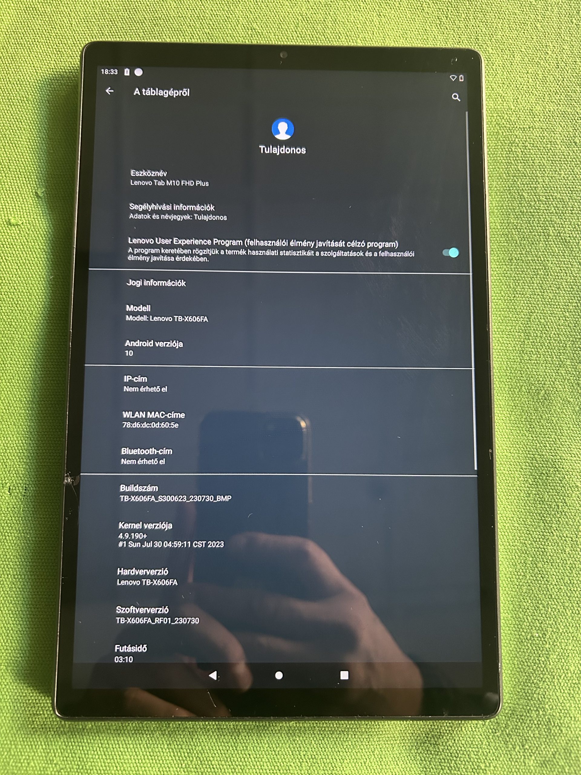 Lenovo Tab M10 Plus 4/64 10" wifi tablet, kiemelt kép