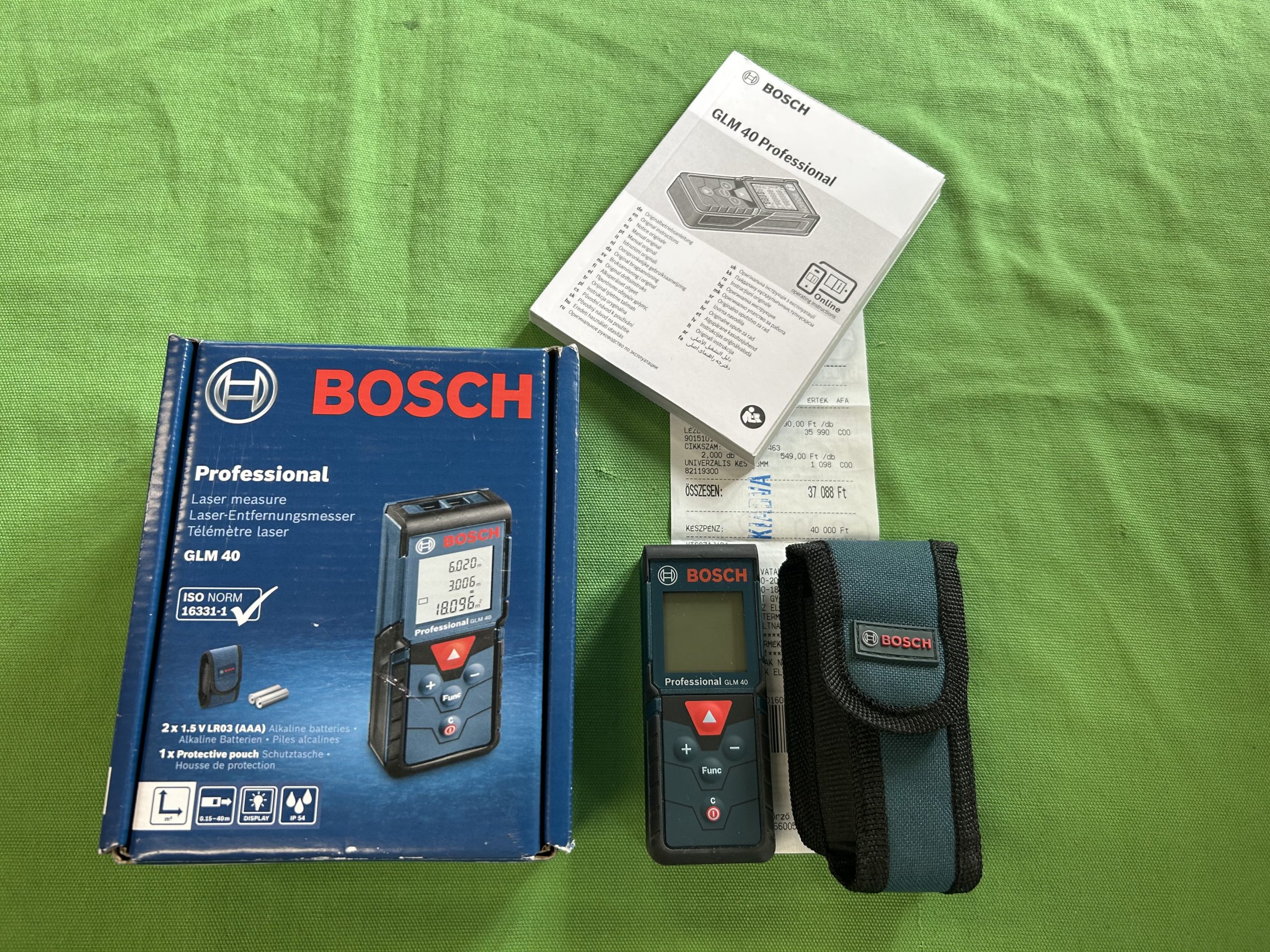 Gyári garanciával Bosch GLM 40 Lézeres távolságmérő, hatótávolság 40 m, kiemelt kép