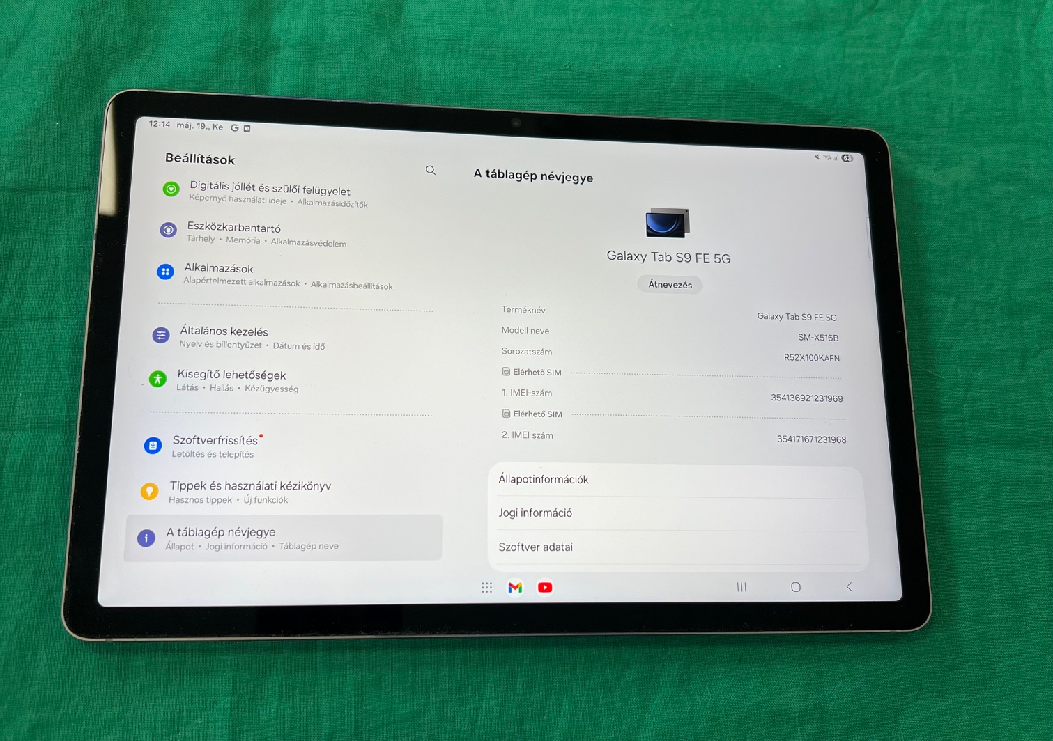 Samsung Tablet S9 FE, 128GB, 5G, kiemelt kép