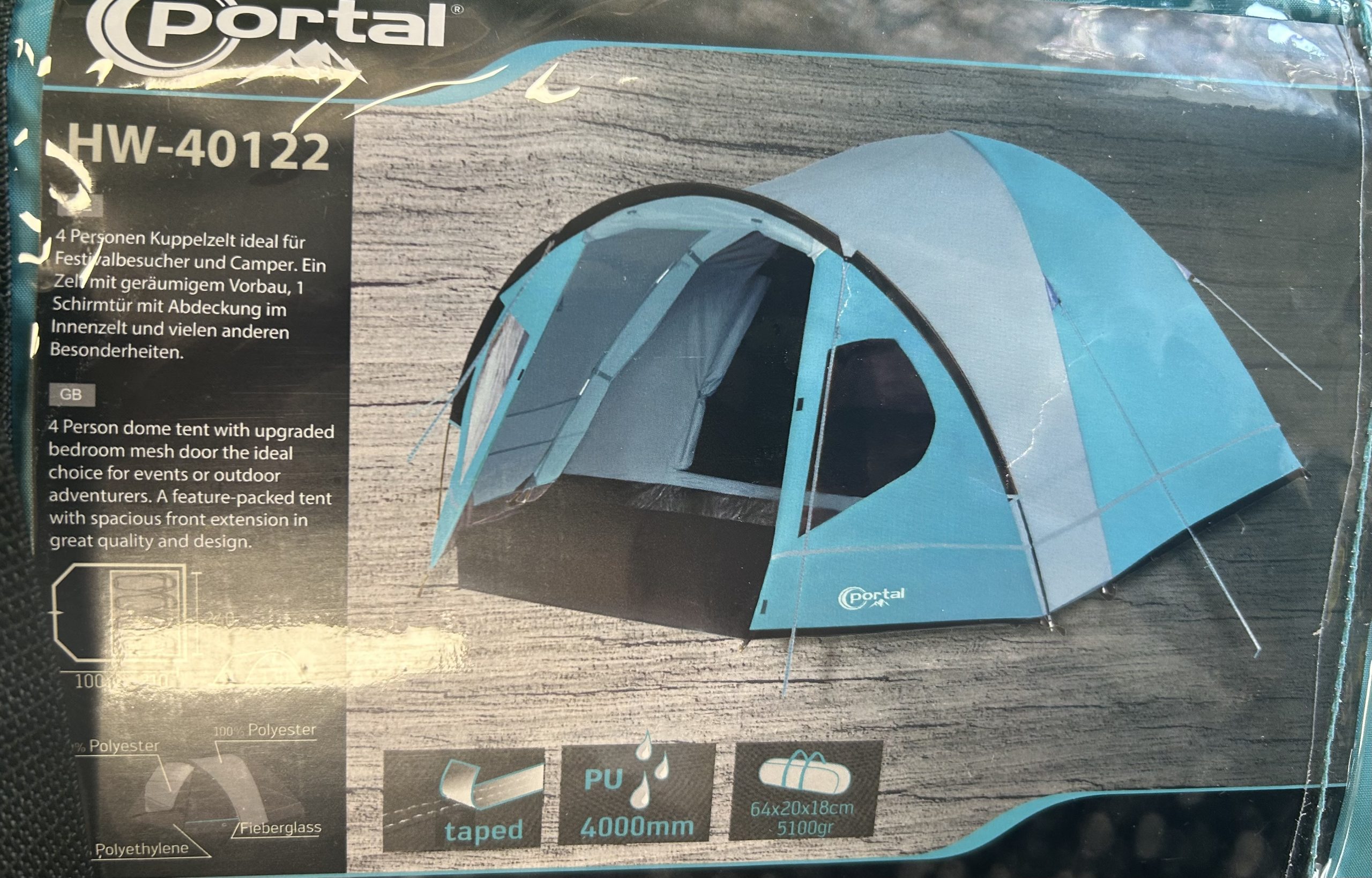Portal HW-40122 típusú, 3–4 személyes kupolasátor előtérrel (előszobával), kiemelt kép