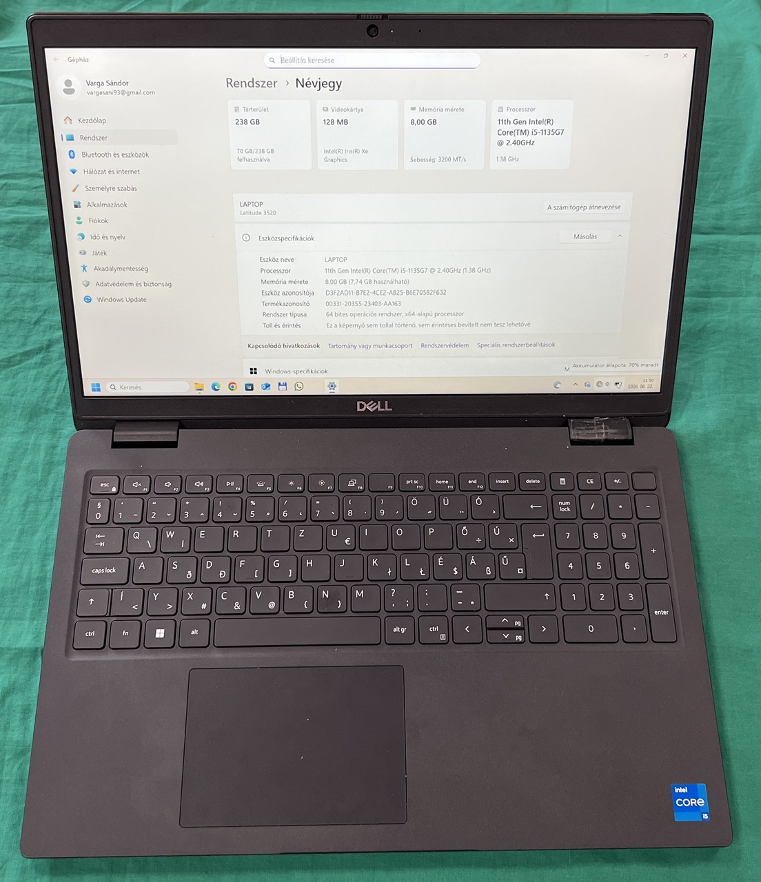 Dell Latitude 3520 laptop i5.11.Gen8/256Gb, kiemelt kép