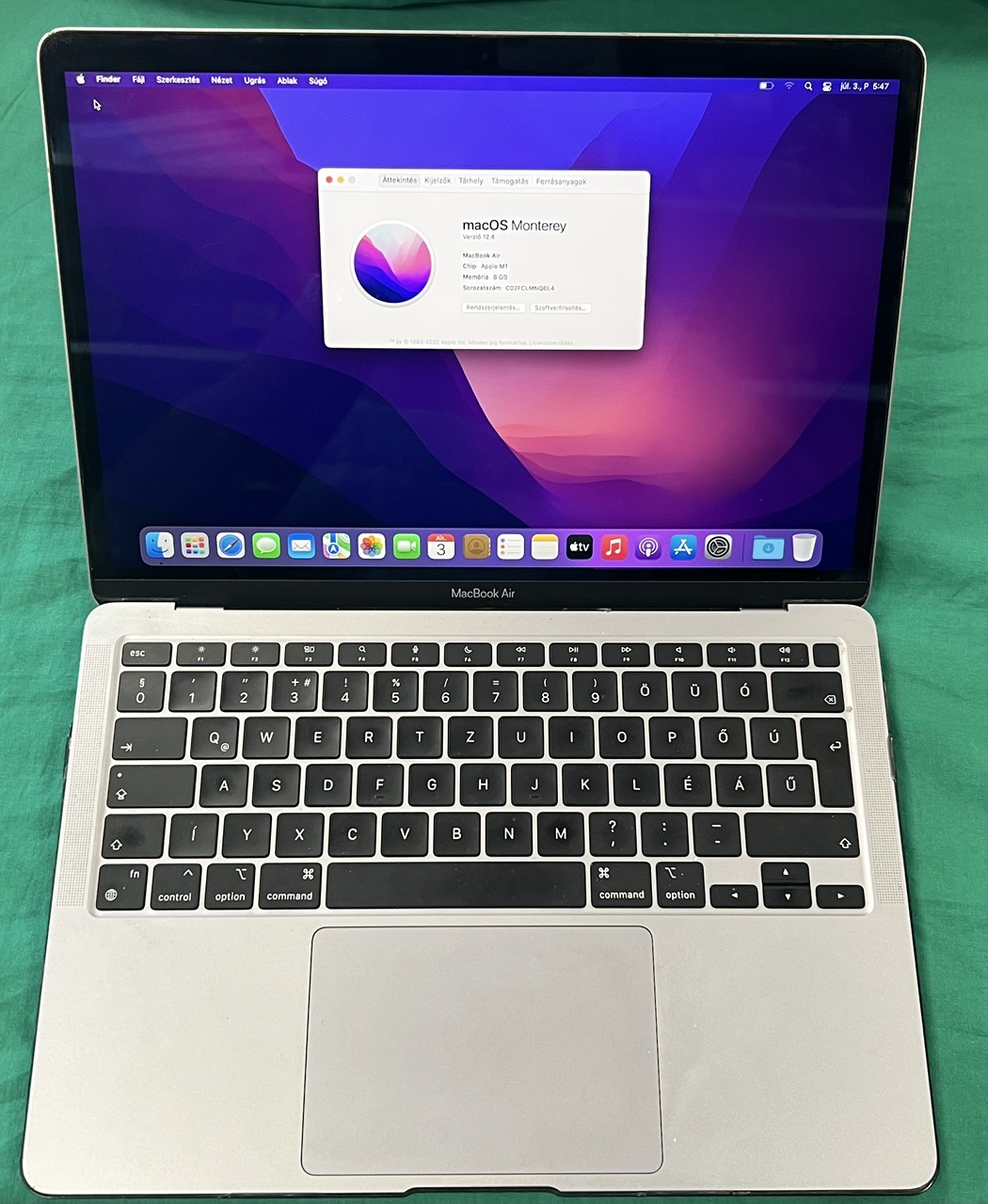MacBook Air M1 8/256GB, kiemelt kép