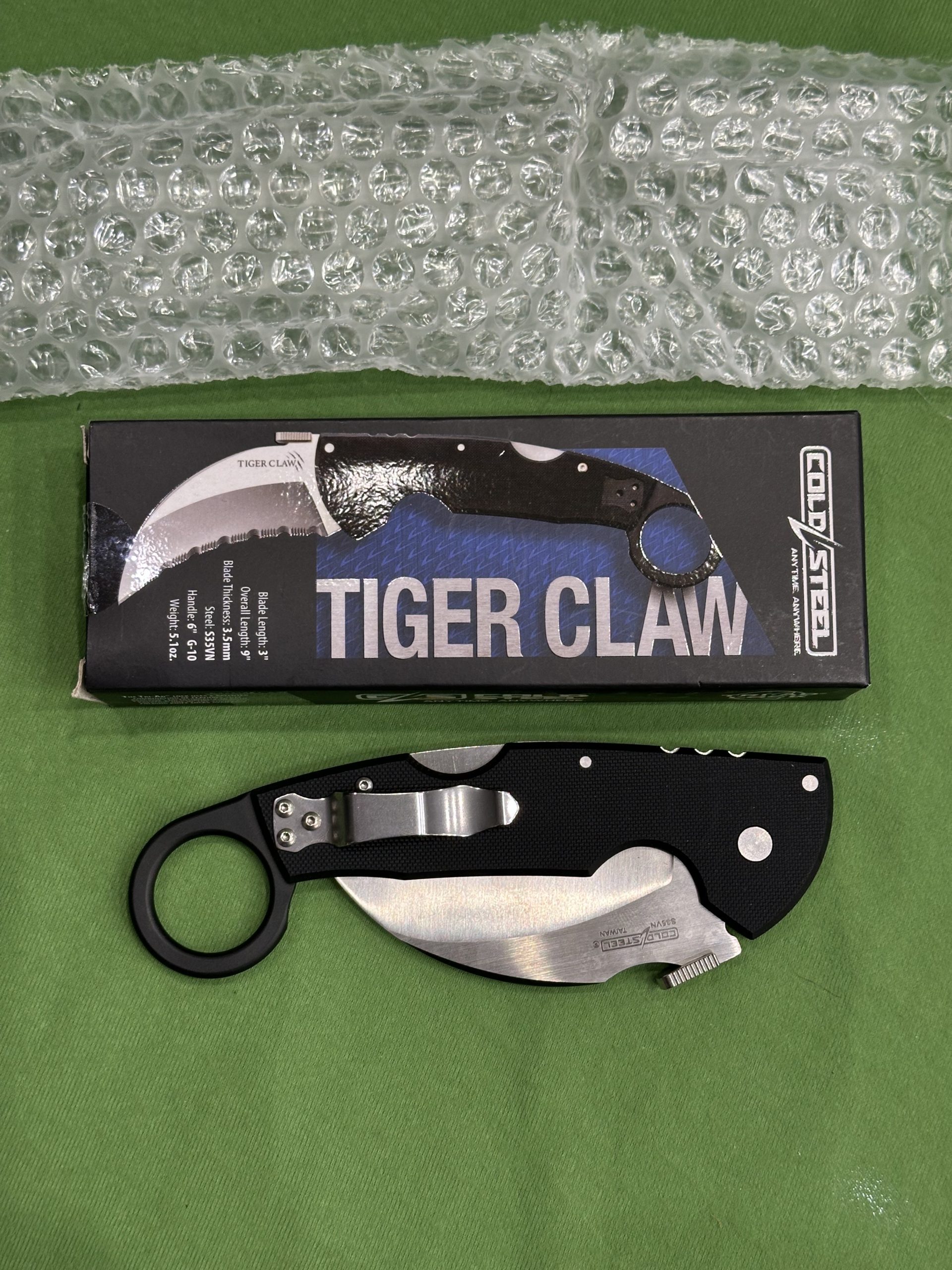 ÚJ! Cold Steel Tiger Claw összecsukható kés, fűrészfogú CS-22KFS karambit, kiemelt kép