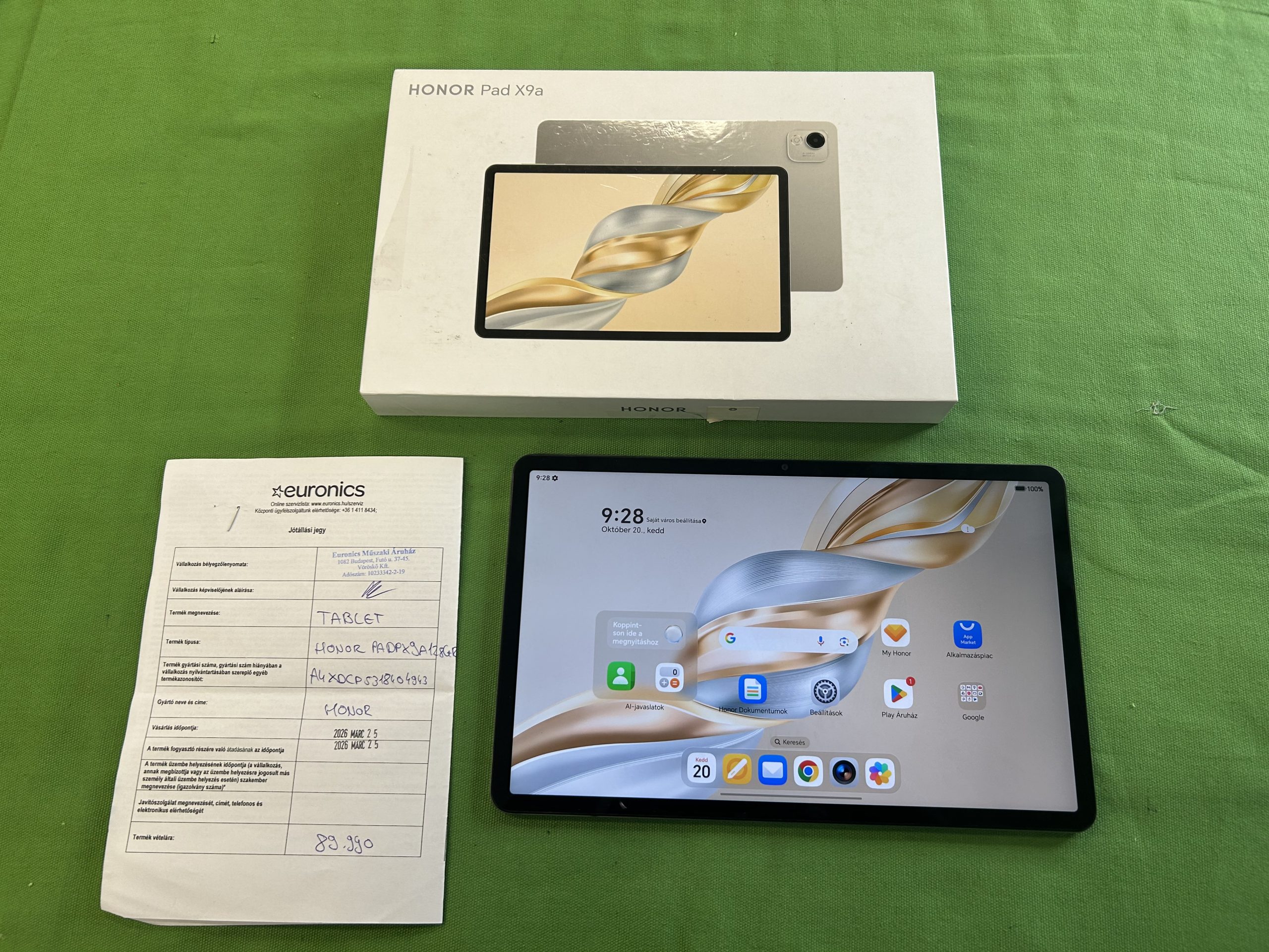 Gyári garanciával! Honor Pad x9a 6/128 tablet, kiemelt kép